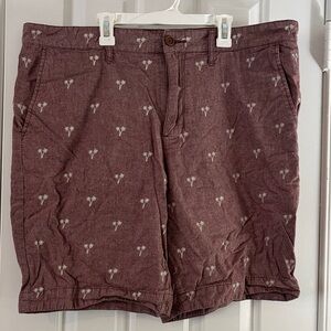 Men's Maroon Patterned Flat Front Shorts